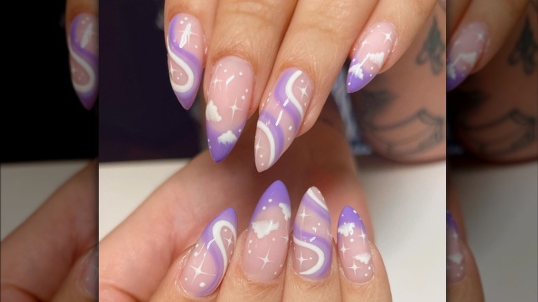 purple swirl nail art
