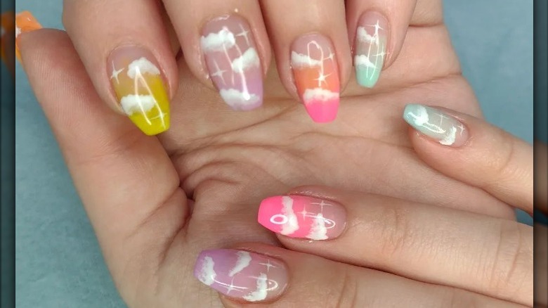 ombre tip cloud nails