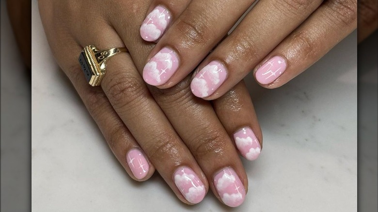 pink and white cloud nails 