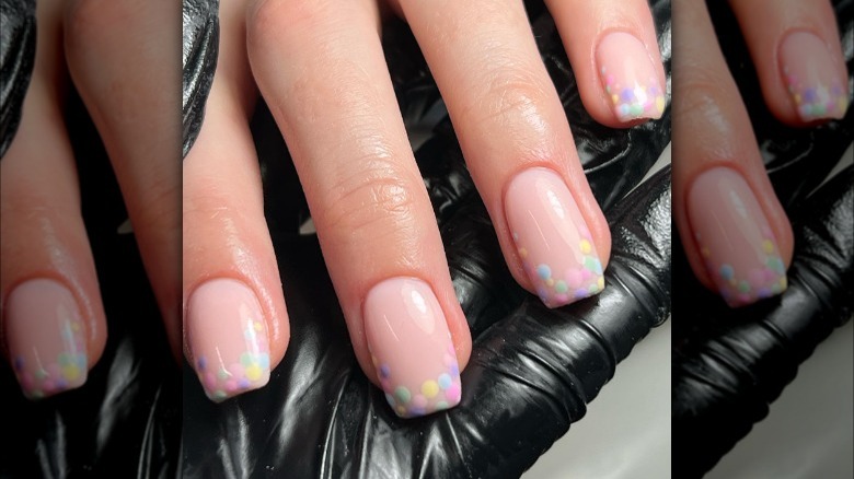 Dotted colorful French manicure design