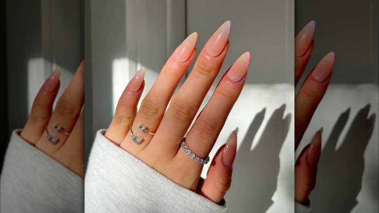 Fine line pastel French manicure