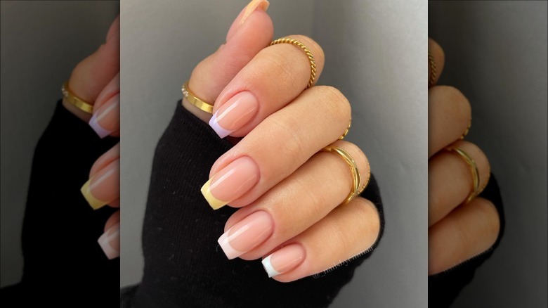 Muted pastel French tip nails