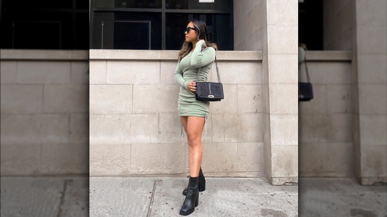 girl in green dress and boots