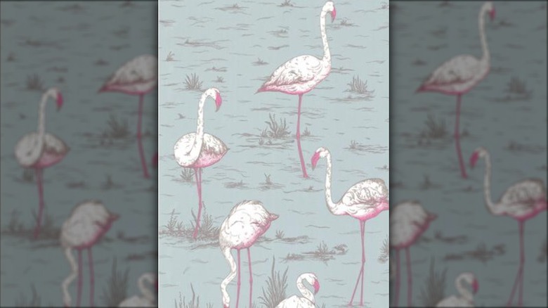 Drew Barrymore's flamingo wallpaper