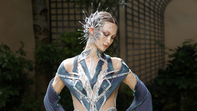 Model in futuristic fashion