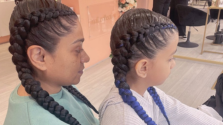 mother and daughter with braids 
