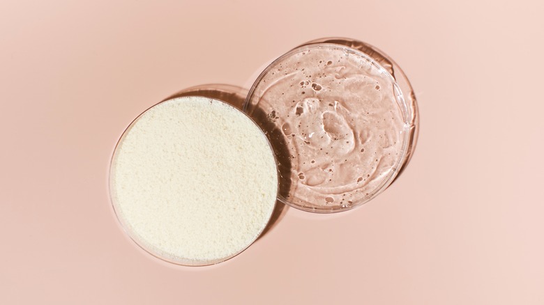 powder and serum in dishes