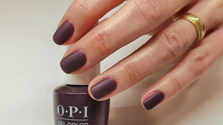 dark purple matte manicure