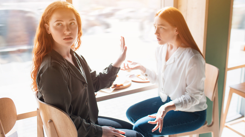 woman declining conversation