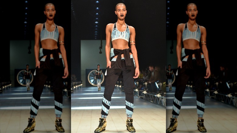 Model wearing athleisure on runway