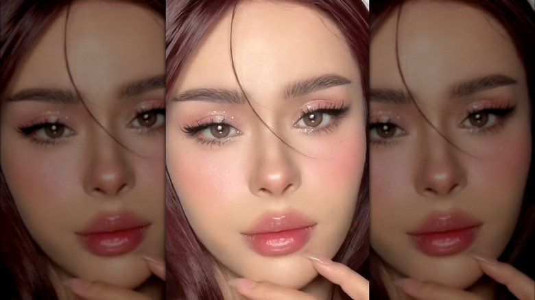 Angelic makeup look with cherry lip