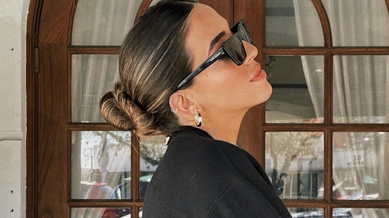 Ballerina bun and sunglasses