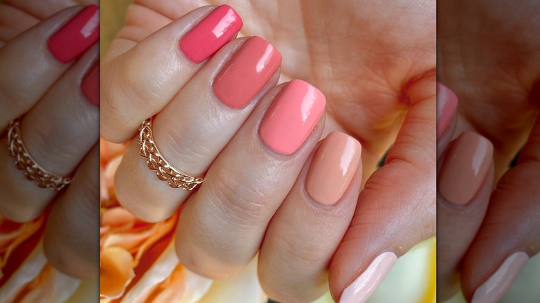 coral paint chip fingernails