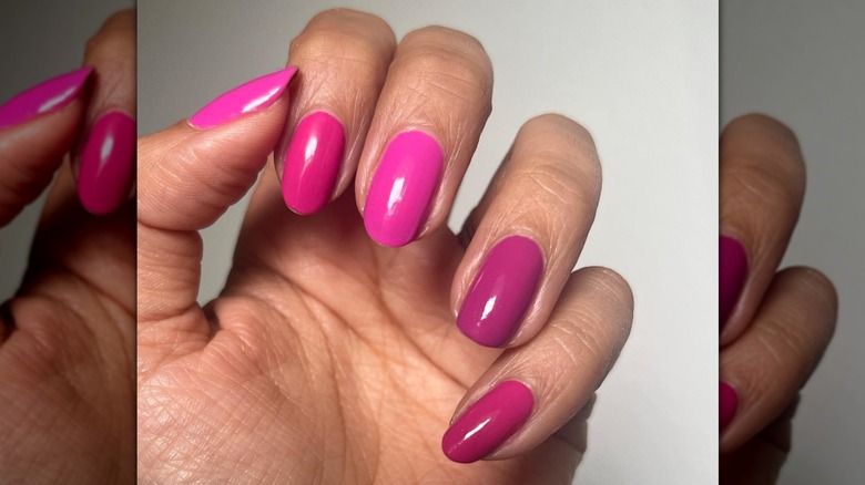 deep pink paint chip fingernails
