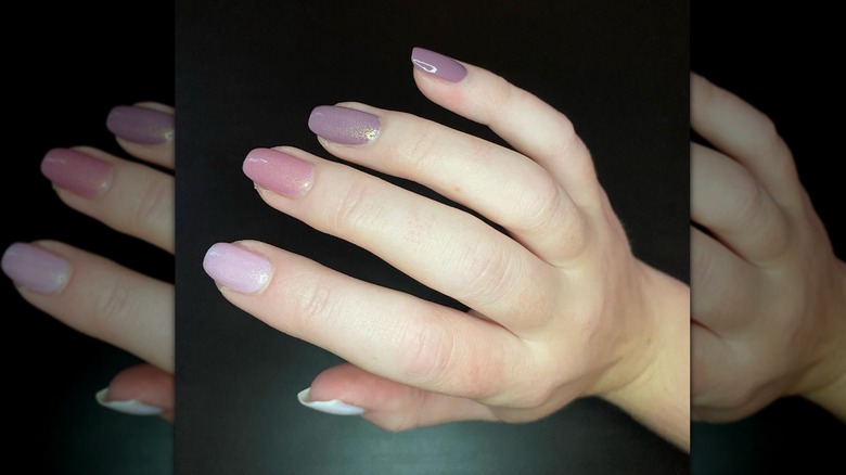 shimmery mauve paint chip nails