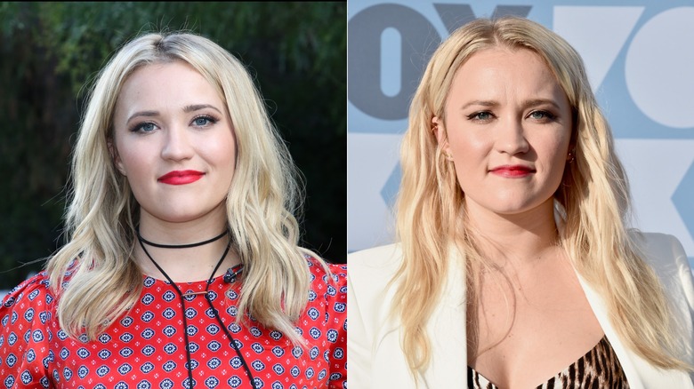 Emily Osment wearing middle part waves