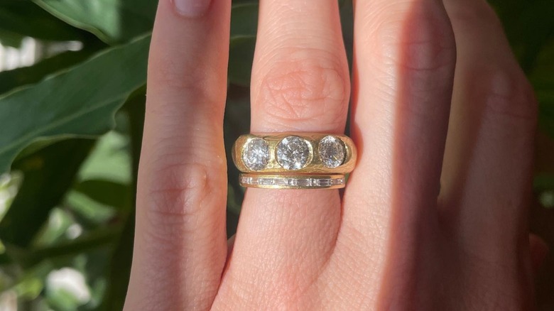 bezel-cut engagement ring
