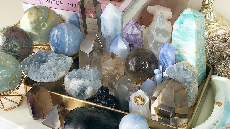 crystals on nightstand 