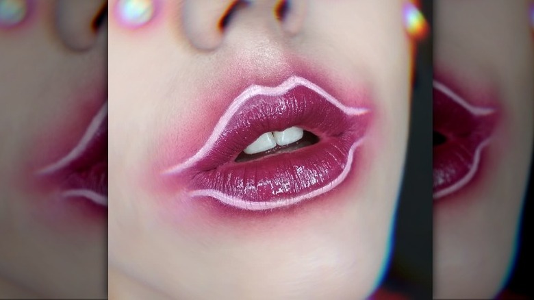 person with smudged lipstick