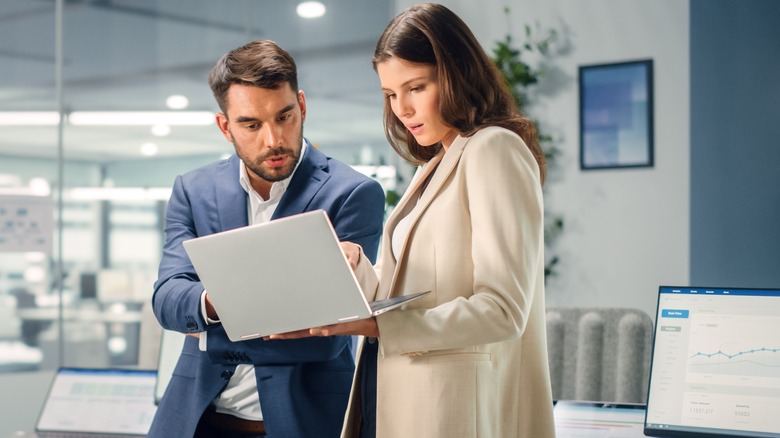 two colleagues talking