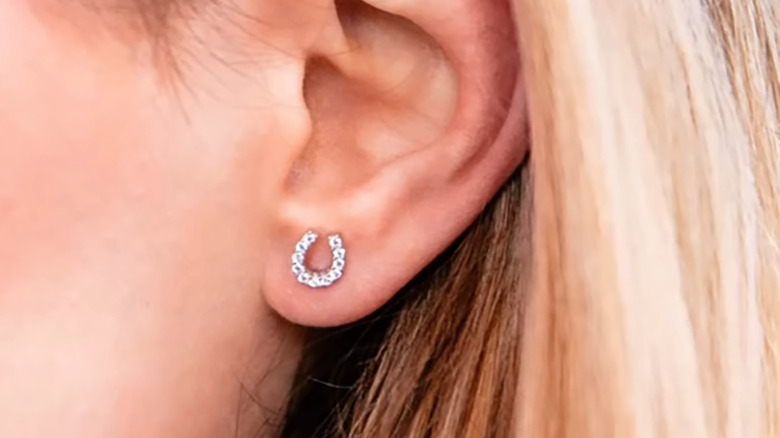 Diamond horseshoe stud earrings