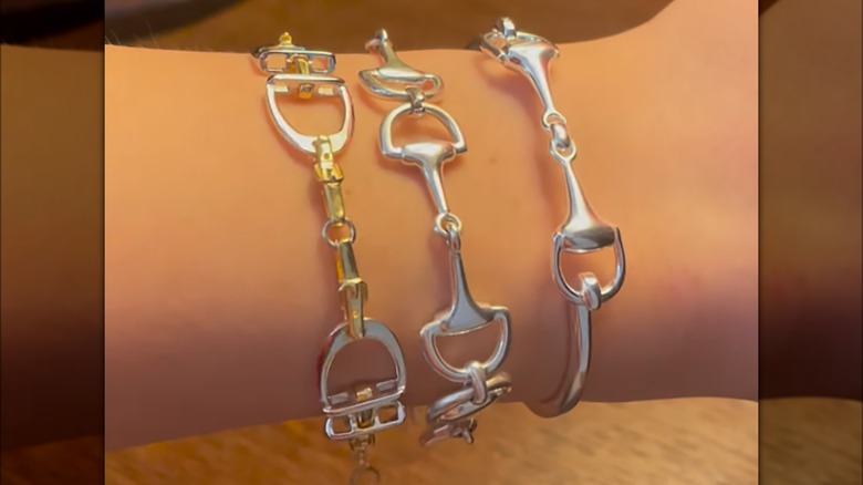 Horsebit bracelets silver and gold