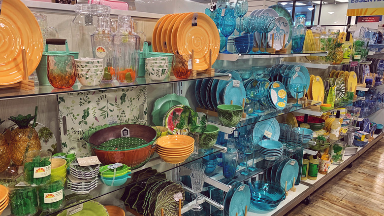 Dishware display at HomeGoods