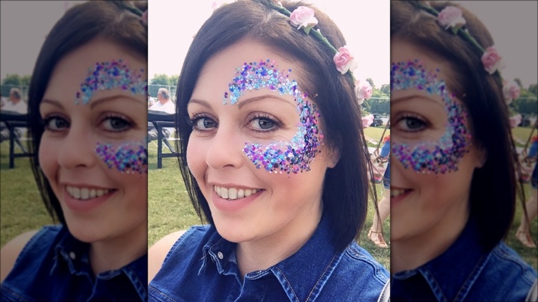 Woman with face glitter