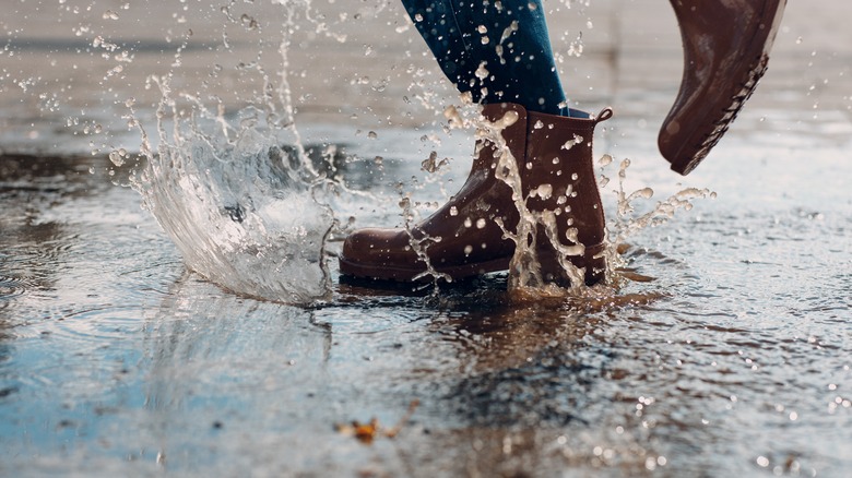 splashing in the mud