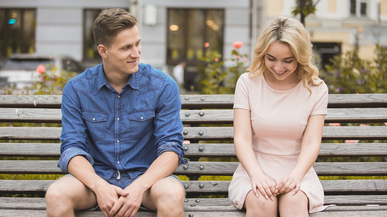 Shy couple on first date 