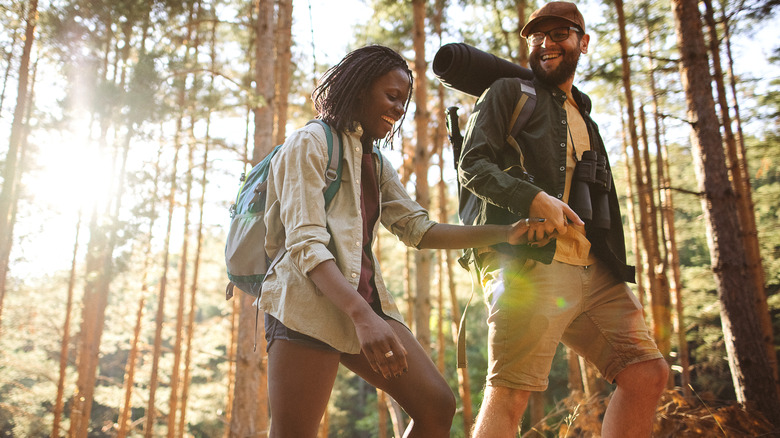 Couple hiking together