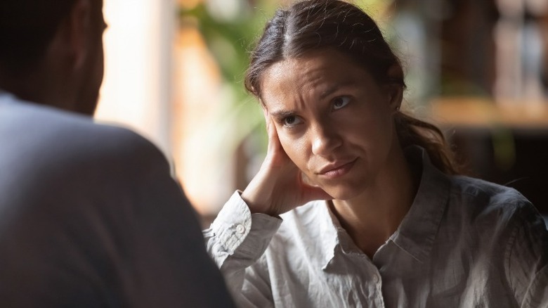 frustrated woman on date