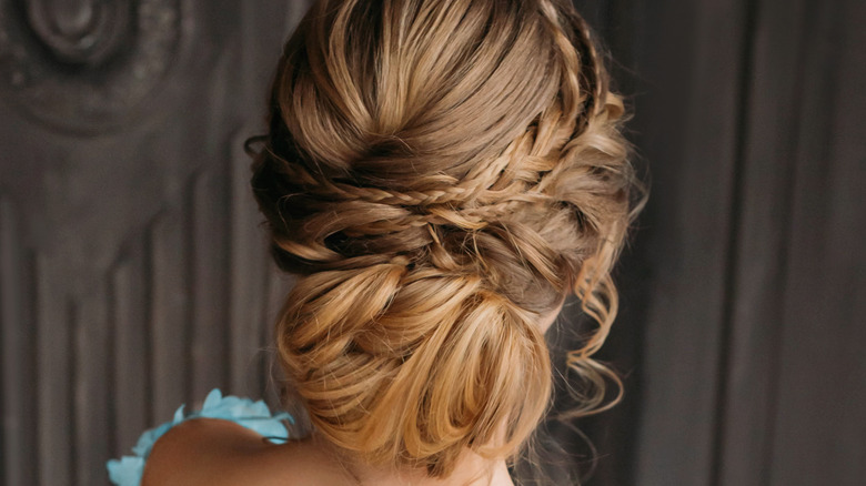 Expensive blond hair updo