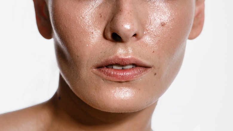 woman face sweat