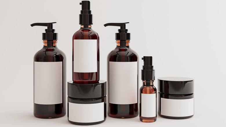 skincare products amber bottles