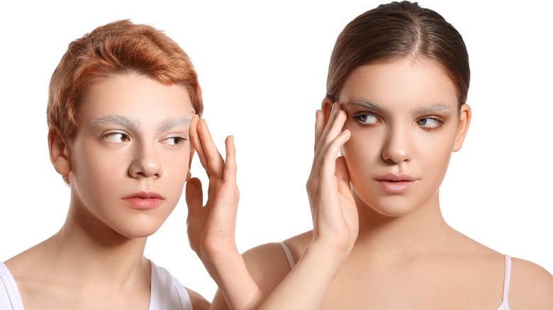 Woman and man with bleached eyebrows