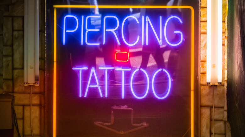 Sign at piercing shop