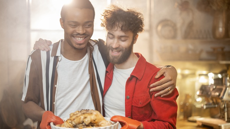 couple cooking together 