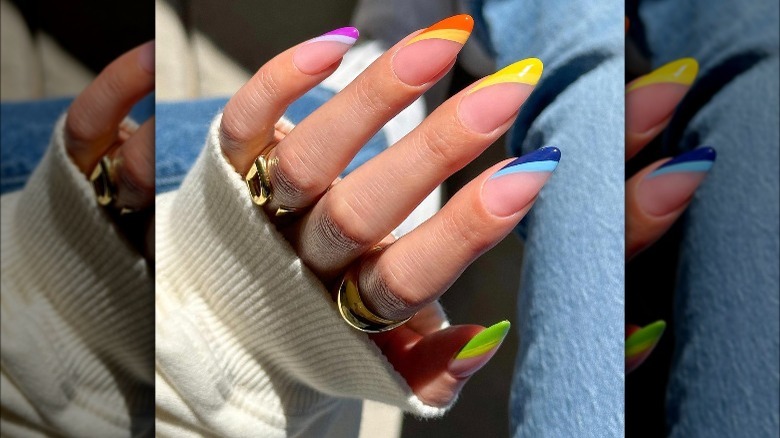 Rainbow French tips