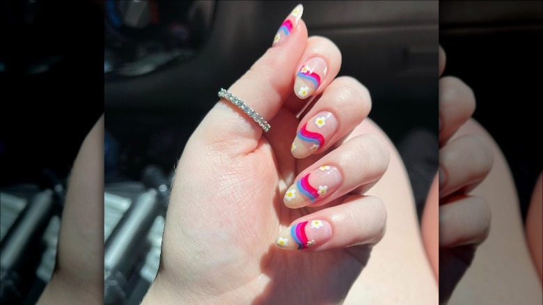 Bisexual flag nails