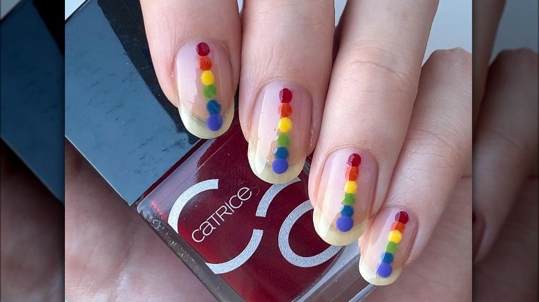 Pride nails rainbow dots