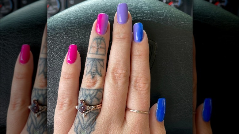 Bisexual flag nails