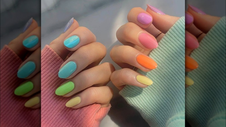 Pastel rainbow nails