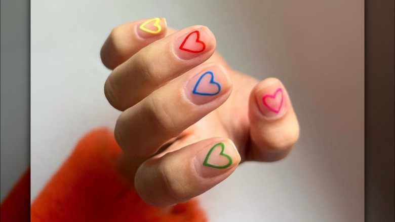 Rainbow heart nails