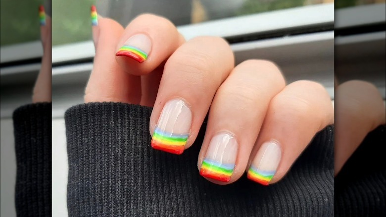 Rainbow French tip nails