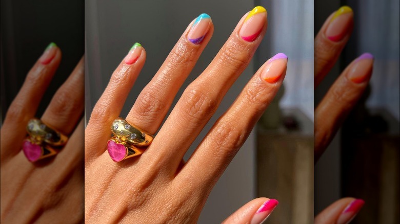 Rainbow minimalist nails