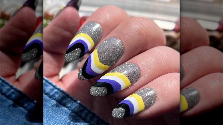 Nonbinary flag nails