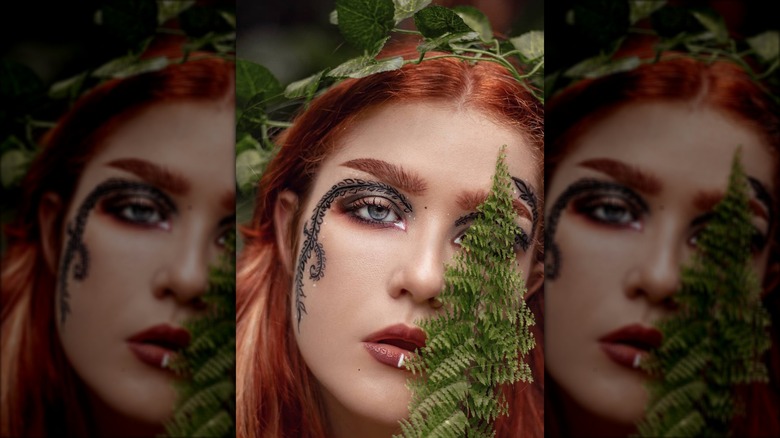 woman with fern makeup