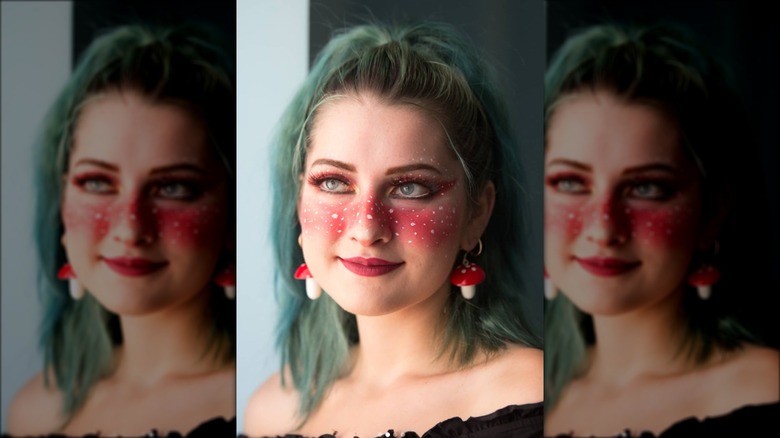 red and white mushroom makeup