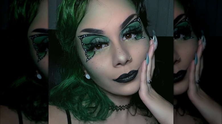 green and black makeup look